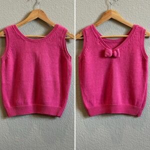 Pink Sweater Vest Knit Tank Top Pink Bow Y.C.C. Yellow Cab Co VTG 90s